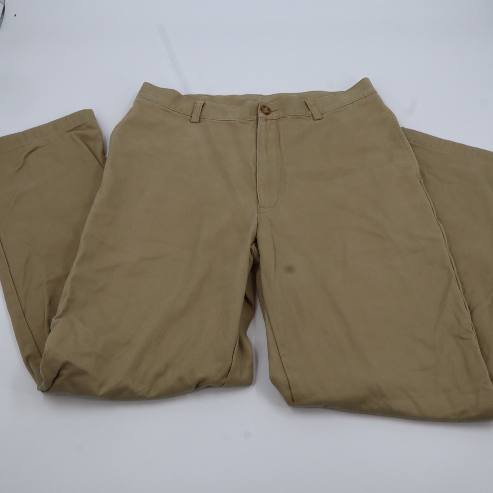 L.L. Bean‎ Flannel Lined Chinos Mens 32x32 Khaki Tan Natural Fit Cotton Pants
